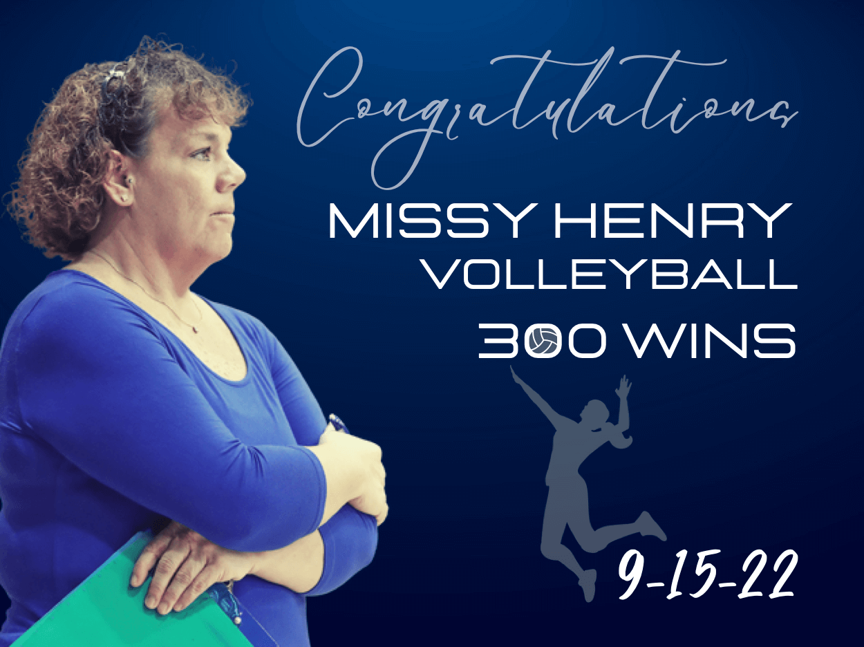 Coach Henry congratulatory graphic, commemorating the 300th victory. 