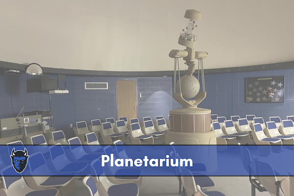 Splash page for the planetarium gallery. Text at the bottom says \